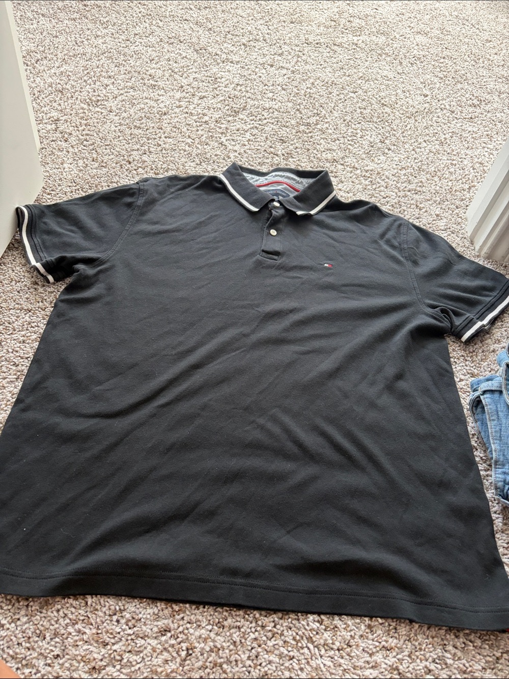 Tommy Hilfiger Black Polo with White Trim